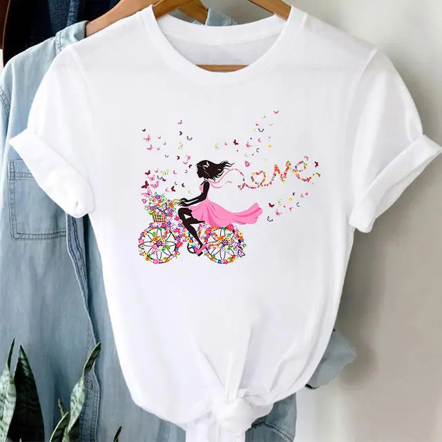 Floral Bicycle Short Sleeve Women's Shirt A7303 - Shop at LoveMi