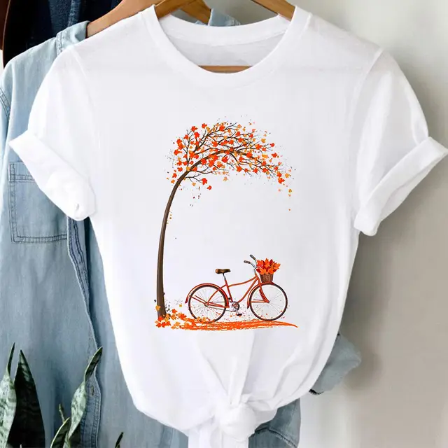 Floral Bicycle Short Sleeve Women's Shirt A7304 - Shop at LoveMi
