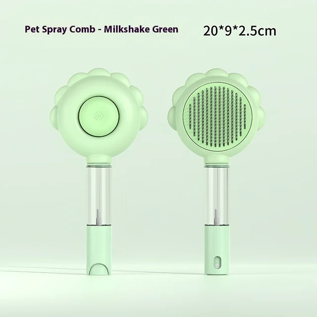 2 In 1 Self Cleaning Dog Brush Comb With Spray Pets Grooming Hair Remover Combs Brush Floating Hair Pet Grooming Brush Pet Products Spray Green - Shop at LoveMi