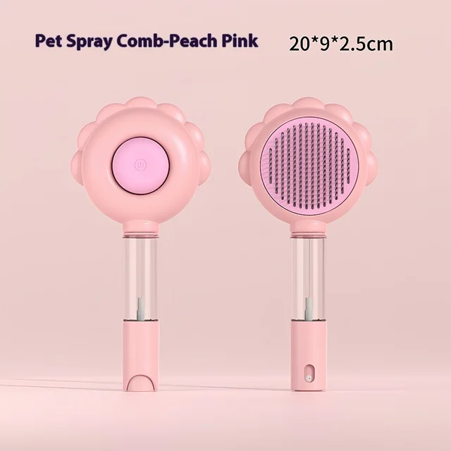 2 In 1 Self Cleaning Dog Brush Comb With Spray Pets Grooming Hair Remover Combs Brush Floating Hair Pet Grooming Brush Pet Products Spray Pink - Shop at LoveMi