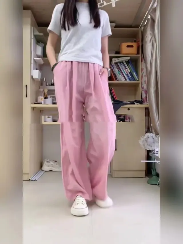 Loose Casual Pants For Women All matching Comfortable Slimming Trousers Pink - Shop at LoveMi