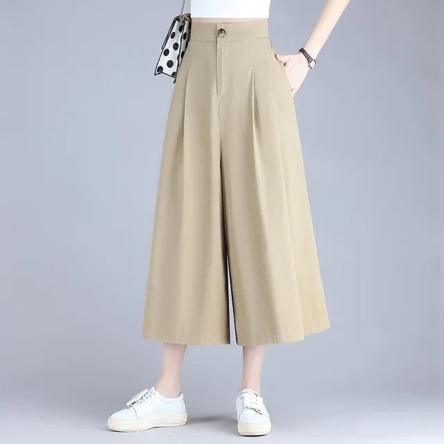 Simple Loose High Waist Straight Casual Pants Khaki - Shop at LoveMi