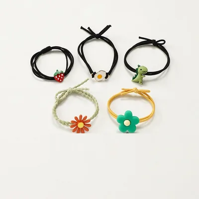 Korean Style Cute Soft Rubber Cartoon Hair Band Little Girl Hair Elastic Band Hair Rope Small Jewelry Hair Accessories Hair Ring Black Series - Shop at LoveMi