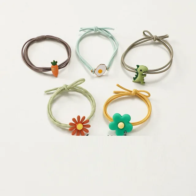 Korean Style Cute Soft Rubber Cartoon Hair Band Little Girl Hair Elastic Band Hair Rope Small Jewelry Hair Accessories Hair Ring Mixed Orange - Shop at LoveMi
