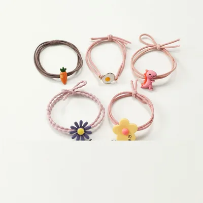 Korean Style Cute Soft Rubber Cartoon Hair Band Little Girl Hair Elastic Band Hair Rope Small Jewelry Hair Accessories Hair Ring Pink - Shop at LoveMi