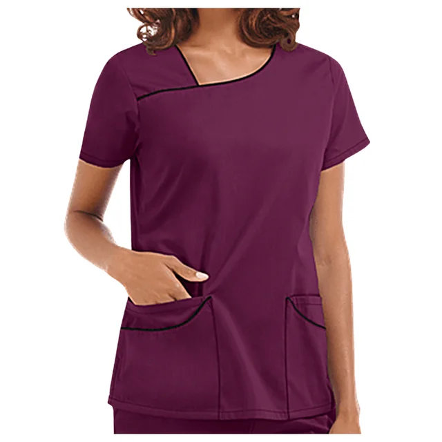 Women's Operating Room Hand Washing Nurse Surgeon Isolation Short Sleeve Purple With Black Stripes - Shop at LoveMi