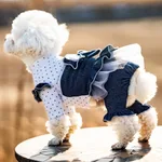 Pet Spring And Summer Thin New Denim Bow Princess Mesh Pettiskirt - Dot Denim Culotte