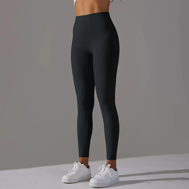 Cropped Pants Nude Feel Breathable High Waist Hip Lift Tights Black - Shop at LoveMi