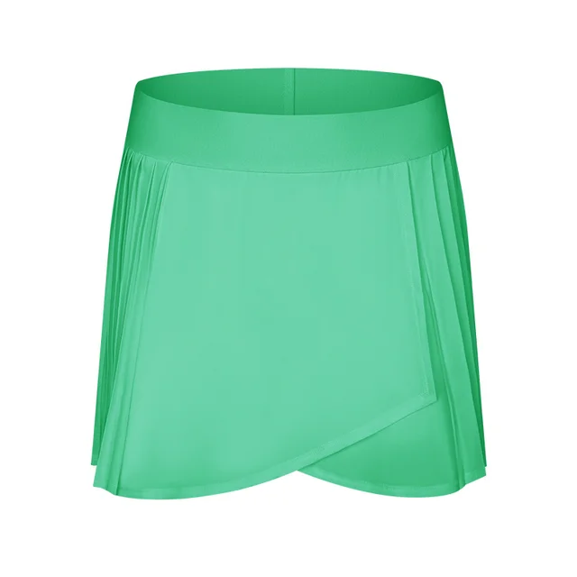 Cooling Three Points Exercise Skort Fashion Yoga Cross Front Pleated Skirt Tennis Skirt Onion Greenpale Green - Shop at LoveMi
