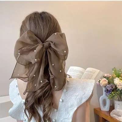 Big Lace White High grade Hair Accessories Female Back Head Spring Clip Headdress Brown - Shop at LoveMi