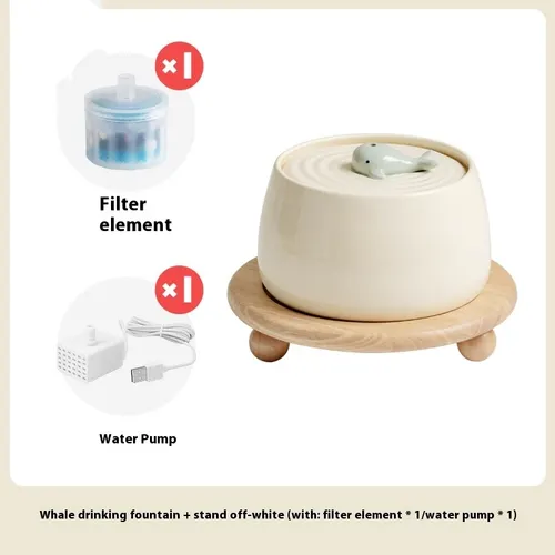 Cat Ceramic Automatic Circulating Filter Water Dispenser Rice White And Bowl And Shelf - Shop at LoveMi