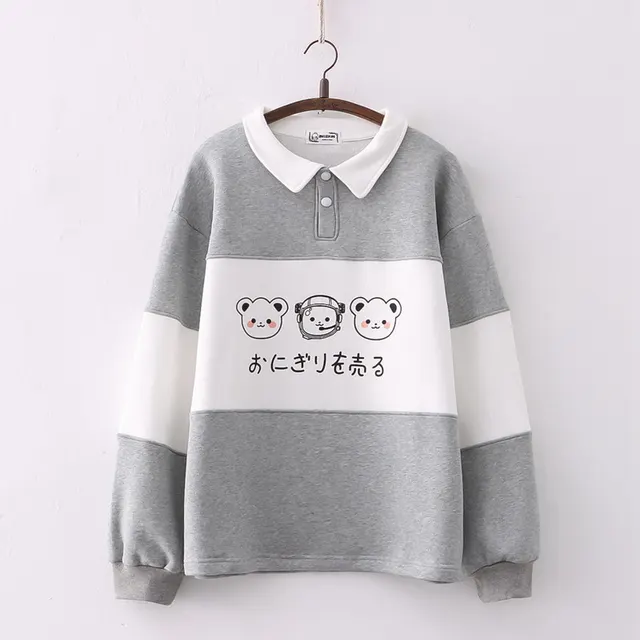 Winter Cute Embroidered Pullover Thickened Sweater Gray - Shop at LoveMi