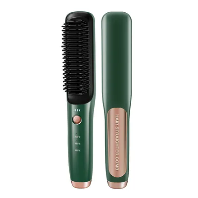 Wireless Straight Comb Hair Curler And Straightener Dual use Hair Straightener Green - Shop at LoveMi
