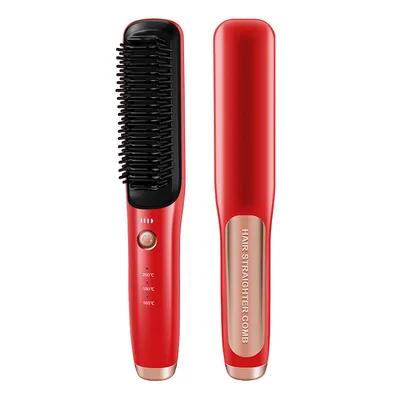 Wireless Straight Comb Hair Curler And Straightener Dual use Hair Straightener Red - Shop at LoveMi