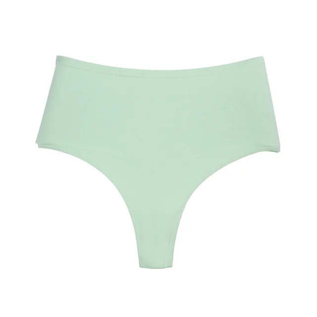 Women's Waist Invisible T shaped Breathable High Elastic High Slit Non stuck Crotch Triangle Cotton Underwear Light Lake Green - Shop at LoveMi