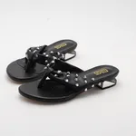 Flip-Flops Rhinestone Flat Slippers All-matching Comfortable Simple - Black
