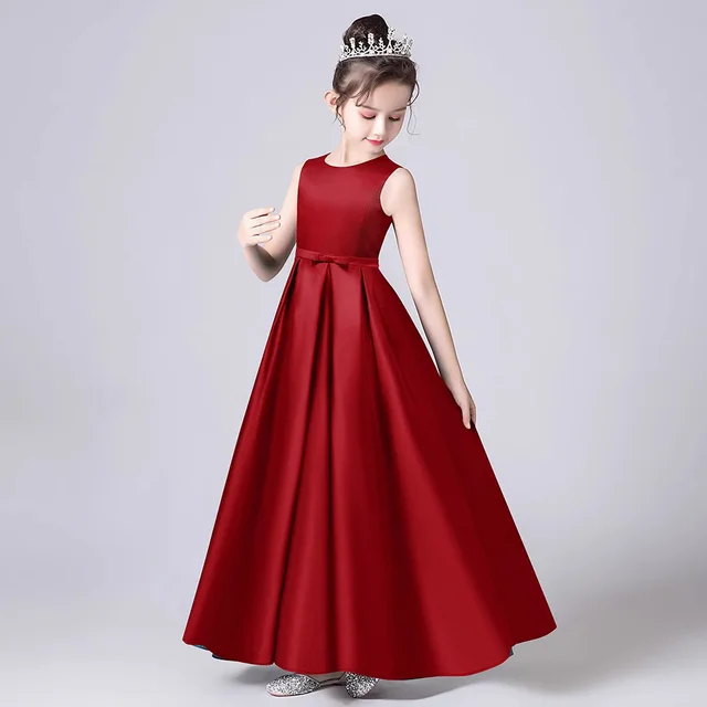 Children's Piano Play Birthday Show Princess Dress Wine Red - Shop at LoveMi