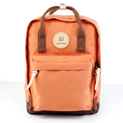 Japanese Academy Style Minimalist Large Capacity Canvas Waterproof Backpack Orange - Shop at LoveMi