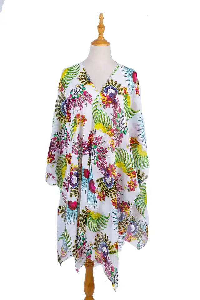 New European And American Pastoral Style Fresh Solid Color Beach Chiffon Blouse Tropical Leaves White - Shop at LoveMi