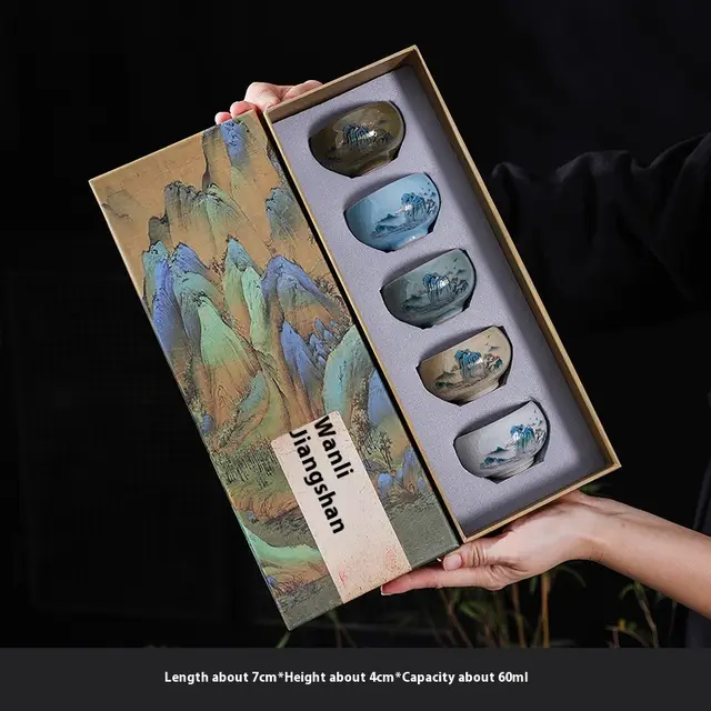 Cultural And Creative National Fashion Ge Kiln Tea Cup Gift Box 02 Gift Box - Shop at LoveMi