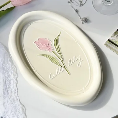 Common Calla Tulip French Relief Ceramic Plate Tableware Common Calla - Shop at LoveMi
