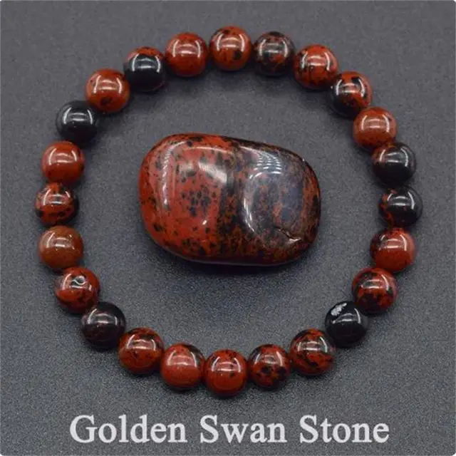 Natural Stone Elastic String Beaded Bracelet Golden Dragon Blood - Shop at LoveMi
