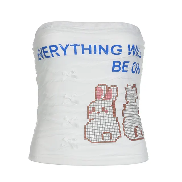 Women's Backless Slim Fit Printed Bow Vest White - Shop at LoveMi