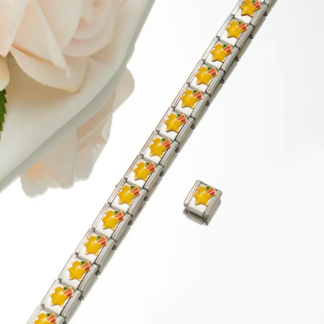 Stainless Steel Plated 18K Module Combination Bracelet Yellow Seven Awn Star Section - Shop at LoveMi