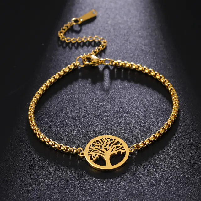 Style Hollow Life Tree Pendant Bracelet Gold - Shop at LoveMi