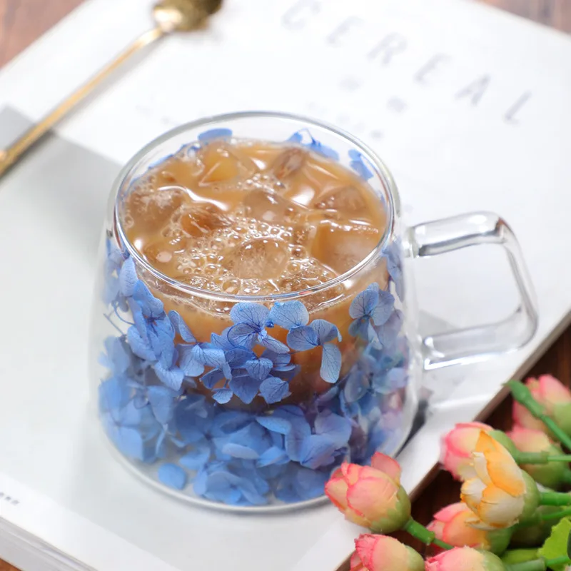 Double Layer Glass Cup Borosilicate Simple Coffee Cup - Blue Coffee Cup