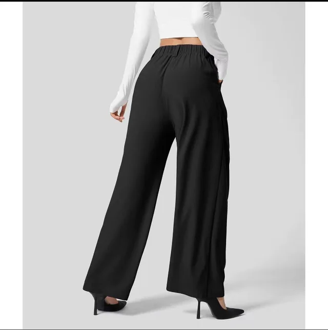 Simple Commute High Waist Slimming Draping Effect Suit Straight leg Pants European And American Black - Shop at LoveMi