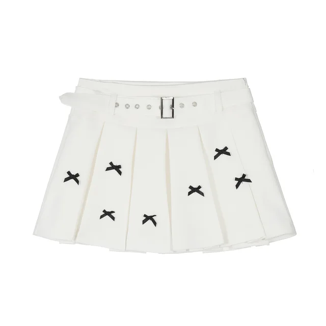 Women's Versatile College Style Bow Skirt White - Shop at LoveMi