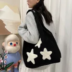 Women's Large-capacity Corduroy Shoulder Bag - Black