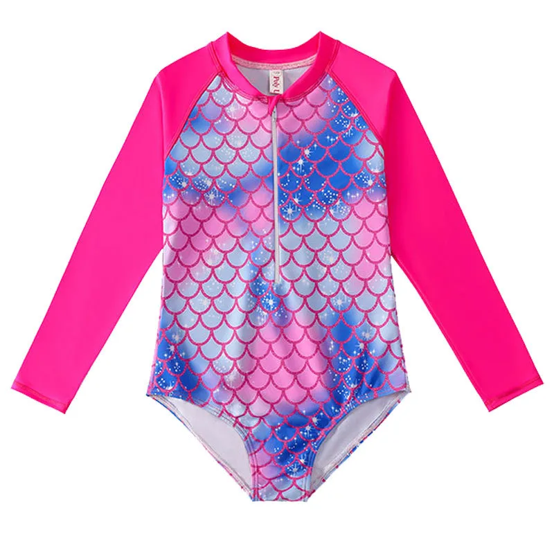 Mermaid Swimsuit Children's One piece Swimsuit Long Sleeve & Girls' Hot Spring Scale Girls' Swimsuit Yy166 110Cm - Shop at LoveMi