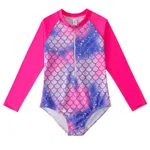 Mermaid Swimsuit Children's One-piece Swimsuit Long Sleeve & Girls' Hot Spring Scale Girls' Swimsuit - Yy166-110Cm