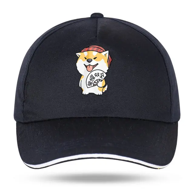 Modified Face Chai Double Full Shiba Inu Baseball Cap Navy Blue 101 - Shop at LoveMi