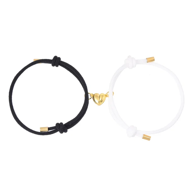European And American New Golden Love Magnet Couple Bracelet Black White - Shop at LoveMi