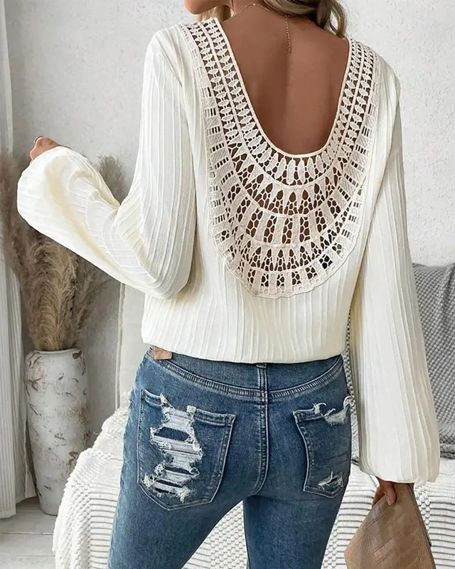 White Lace up Wooden Ear Loose Shirt Ods4952 - Shop at LoveMi