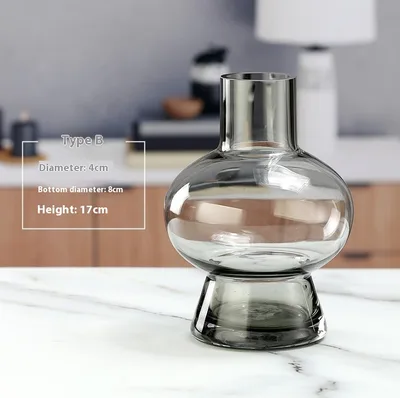 Simple And Creative Gold Edged Small Mouth Single Bundle Glass Vase Bstyle Small Gray - Shop at LoveMi