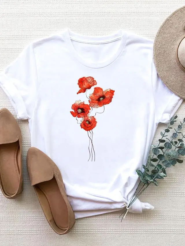 Women's Fashion Printing Short Sleeve T shirt Top 2Color - Shop at LoveMi