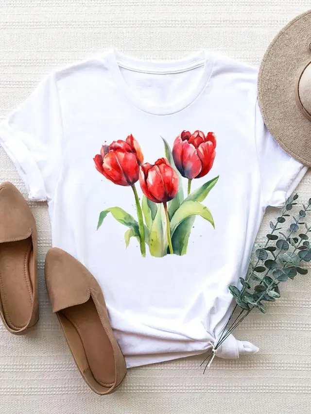 Women's Fashion Printing Short Sleeve T shirt Top 8Color - Shop at LoveMi