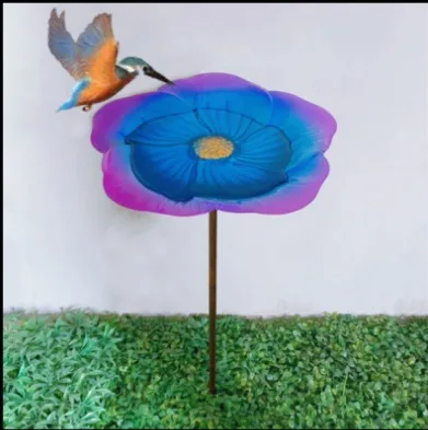 Ground Metal Flower With Sheep Hook Bird Feeder Purple Blue - Shop at LoveMi