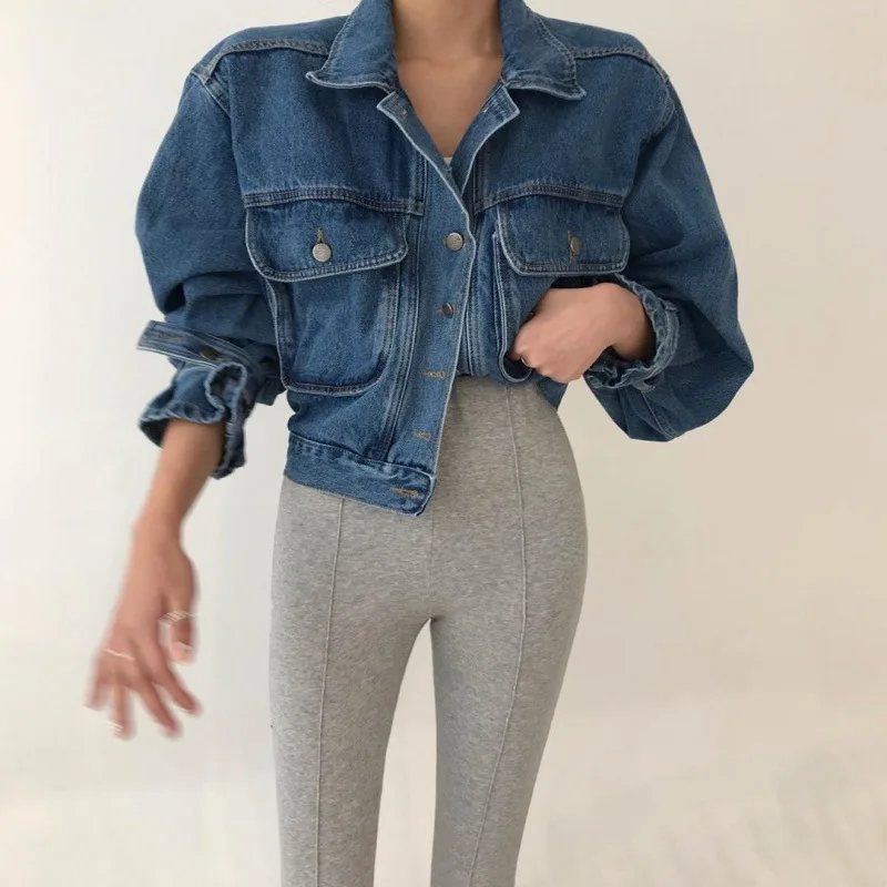 Fashion Short Personalized Denim Coat For Women Dark Blue - Shop at LoveMi