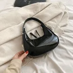 Red Women's Shoulder Bag Patent Leather Underarm - Black