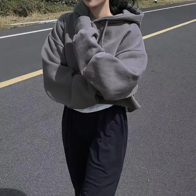 Women's Hooded Sweater Loose All matching Dark Gray - Shop at LoveMi