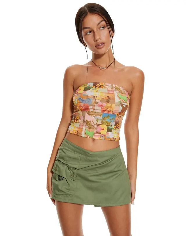 Y2g Printing Tube Top Short Vest European And American Sweet And Spicy Multicolor - Shop at LoveMi