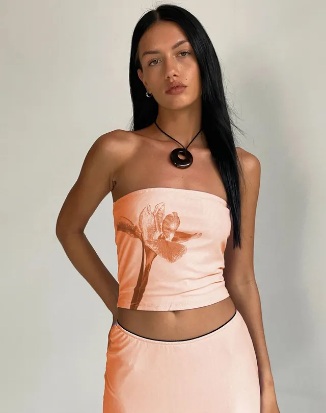 Y2g Printing Tube Top Short Vest European And American Sweet And Spicy Orange - Shop at LoveMi