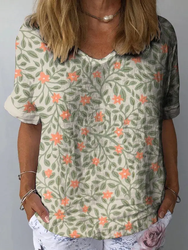 Women's Casual V neck Printed Short Sleeves Style6 - Shop at LoveMi