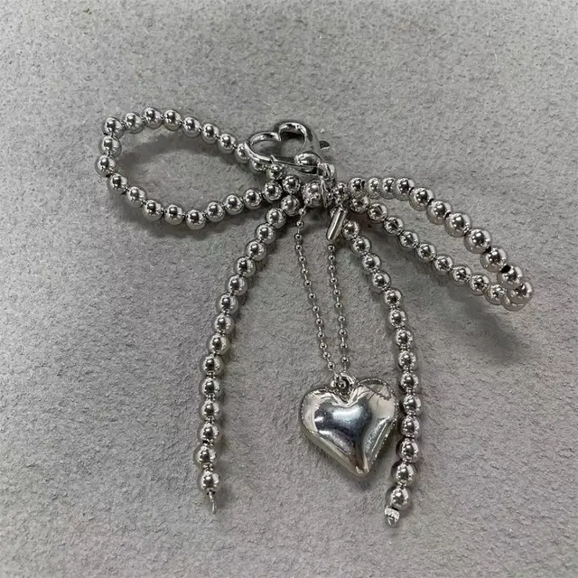 Pearl Bow Keychain, Gray Gray Bow - Shop at LoveMi