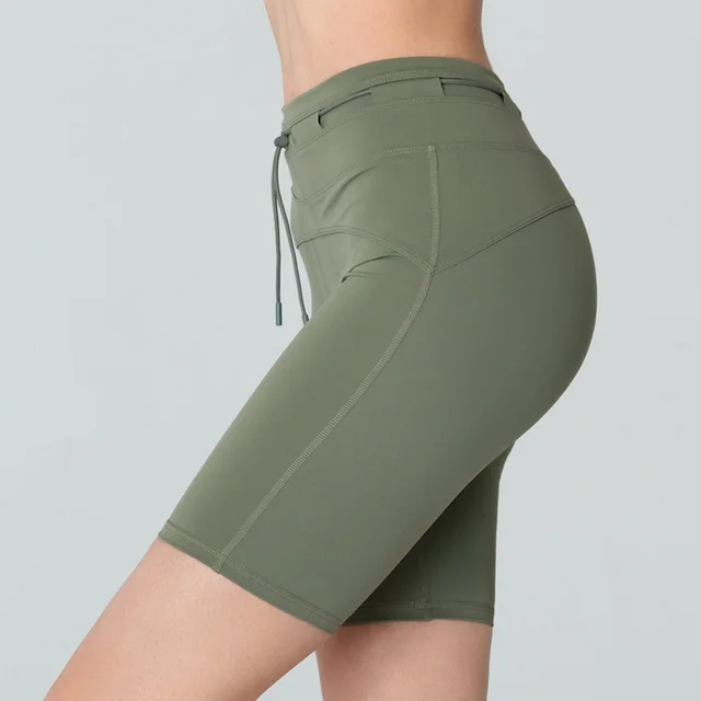 Women's High Waist Hip Lift Tight Drawstring Yoga Shorts Green - Shop at LoveMi